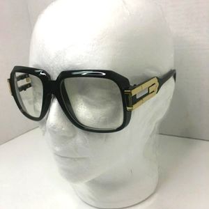 Black/Gold Frame Gazelle Clear Glasses